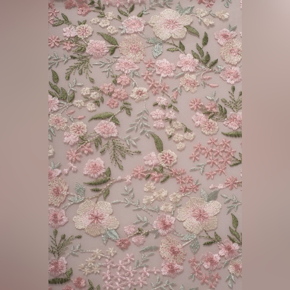 NEW - JENNY YOO - REINA OFF THE SHOULDER FLORAL DRESS- BLUSH - SIZE 14 - Picture 6 of 8